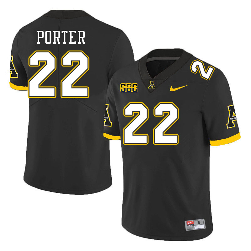 Appalachian State Mountaineers #22 Ronnie Porter College Football Jerseys Stitched-Black